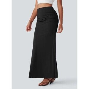 Halara High Waisted Tummy Control Butt Lifting 2 in 1 Maxi Skirt Sz L Stretch